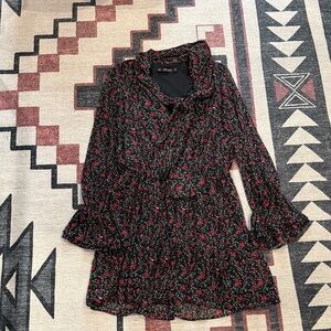 Zara floral mini dress with neck detail sz. S
